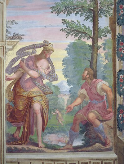 Der Schäfer Aminta im Gespräch mit seiner Geliebten Carol am Teich, aus der Oper 